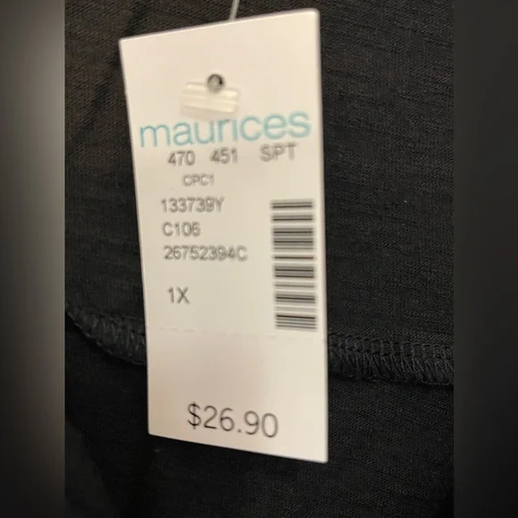 Maurice’s Women’s Black Henley Long Sleeve Shirt, size 1X NWT! - Picture 2 of 2